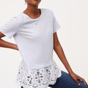 LOFT NWT❗️Eyelet Hem Blue T-Shirt Top
